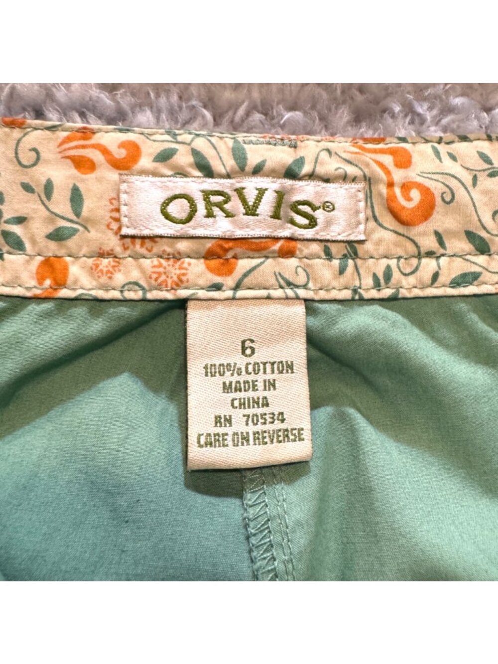 Orvis Cargo Cropped Pants Women's 6 Mint Green Cotton Hiker Gorpcore Roll Up - Picture 4 of 11